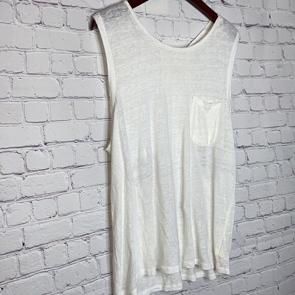BLANKNYC Sleeveless Linen Cut Out Tank White Large - Picture 4 of 9
